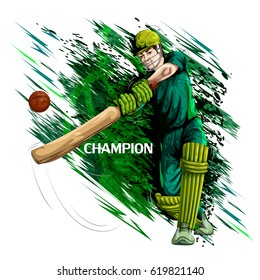 Concept of sportsman playing Cricket. Vector illustration