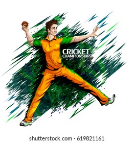 Concept of sportsman playing Cricket. Vector illustration