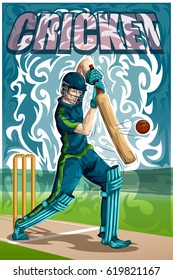 Concept of sportsman playing Cricket. Vector illustration