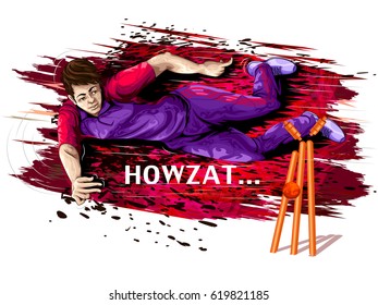 Concept of sportsman playing Cricket. Vector illustration