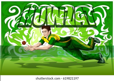 Concept of sportsman playing Cricket. Vector illustration