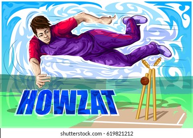 Concept of sportsman playing Cricket. Vector illustration