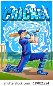 Concept of sportsman playing Cricket. Vector illustration