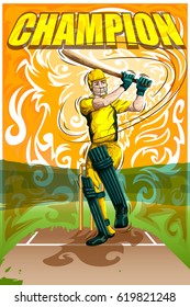 Concept of sportsman playing Cricket. Vector illustration