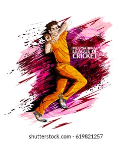 Concept of sportsman playing Cricket. Vector illustration