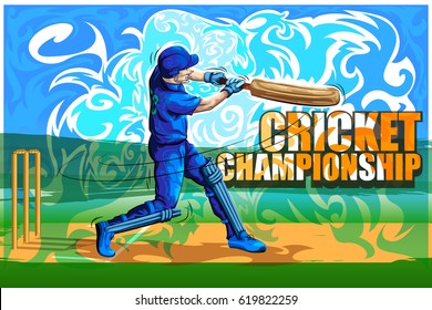 Concept of sportsman playing Cricket. Vector illustration