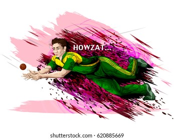 Concept of sportsman playing Cricket. Vector illustration