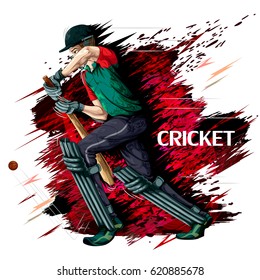 Concept of sportsman playing Cricket. Vector illustration