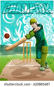 Concept of sportsman playing Cricket. Vector illustration