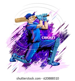 Concept of sportsman playing Cricket. Vector illustration