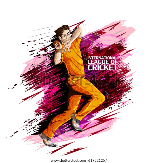 Concept\
of sportsman playing Cricket. Vector\
illustration