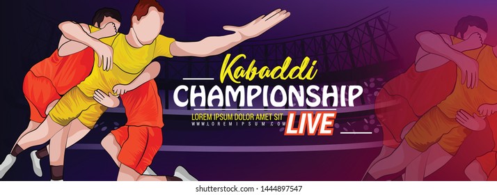 Concept Of Sportsman Playing Kabaddi, banner