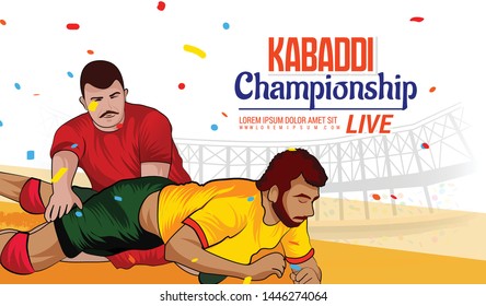 Concept Of Sportsman Playing Kabaddi, banner