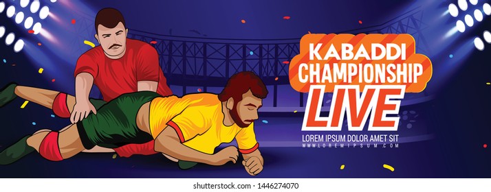 Concept Of Sportsman Playing Kabaddi, banner