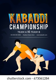 Concept Of Sportsman Playing Kabaddi,Poster Or Banner Template Design.