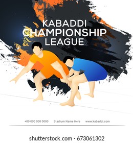 Concept Of Sportsman Playing Kabaddi,Poster Or Banner Template Design.