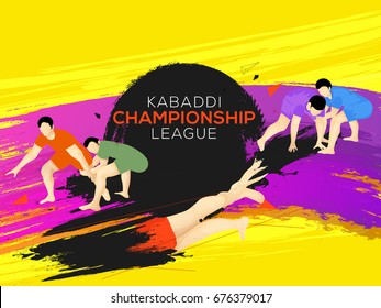 Concept Of Sportsman Playing Kabaddi,Poster Or Banner Template Design.
