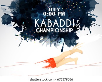 Concept Of Sportsman Playing Kabaddi,Poster Or Banner Template Design.