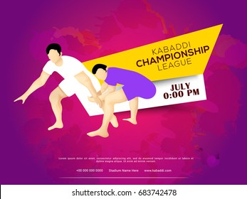 Concept Of Sportsman Playing Kabaddi,Poster Or Banner Template Design.