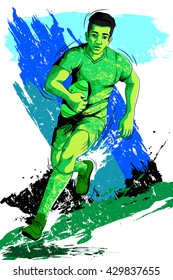 Concept of sportsman playing Rugby. Vector illustration
