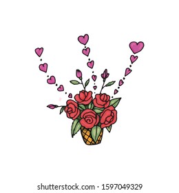 
concept of spring wildflowers in doodle style isolated on white background