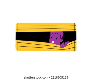 Concept spying, observing. Young man peeping, hiding, window. Colorful vector illustration
