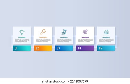Concept Of Square Business Model With 5 Successive Steps On Pastel Blue Background.