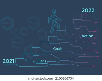 Concepto de negocios de inicio. Pasos para iniciar un éxito empresarial. 