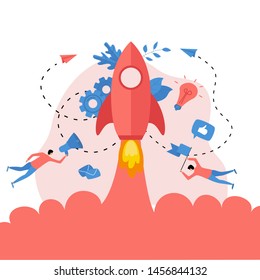 Concept of startup launch of a new business	