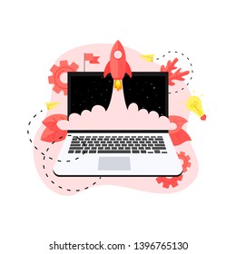 Concept of startup launch of a new online business	