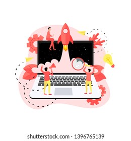 Concept of startup launch of a new online business	