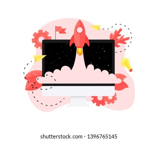 Concept of startup launch of a new online business	