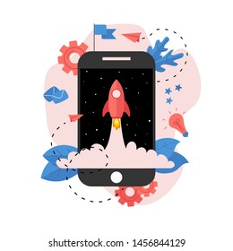 Concept of startup launch of a new online business	