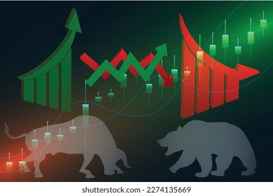 The concept of the stock market being stabilized can be represented through the use of graphs or charts depicting the trends of bull and bear