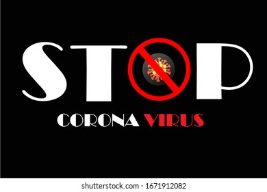 virus de la corona de parada conceptual con fondo negro