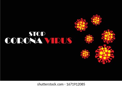 virus de la corona de parada conceptual con fondo negro