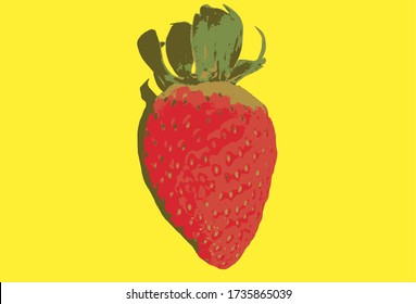 Concept of a strawberry with yellow background