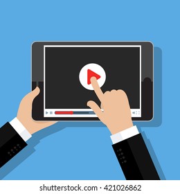 Concept of streaming, study and learning, distance education and knowledge growth. Online conference and webinar icons. Flat design, vector illustration.