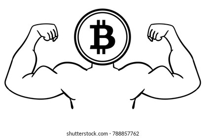 The concept of strong bitcoin. Vector illustration