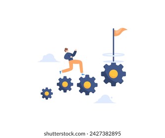 a concept of struggle and process. journey to achieve the goal. process for success. efforts to achieve targets. keep moving forward. business progress. illustration concept design. graphic elements