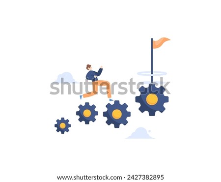 a concept of struggle and process. journey to achieve the goal. process for success. efforts to achieve targets. keep moving forward. business progress. illustration concept design. graphic elements