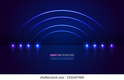 Concept studio room with circle light blue background. Design template for advertising product, website banner, poster, etc. Vector illustration