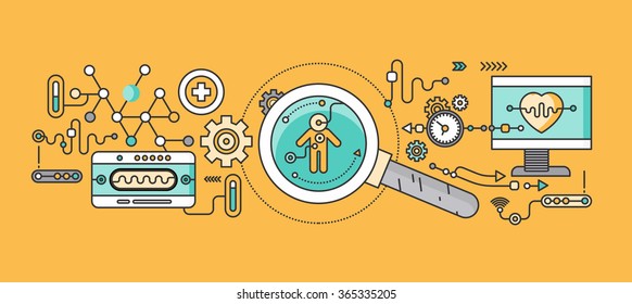 Concept study of human medicine. Medical health, science and care, pharmacy and healthcare, laboratory and pharmaceutical, therapy and dna, capsule and pharmacology, pulse. Set of thin, lines icons