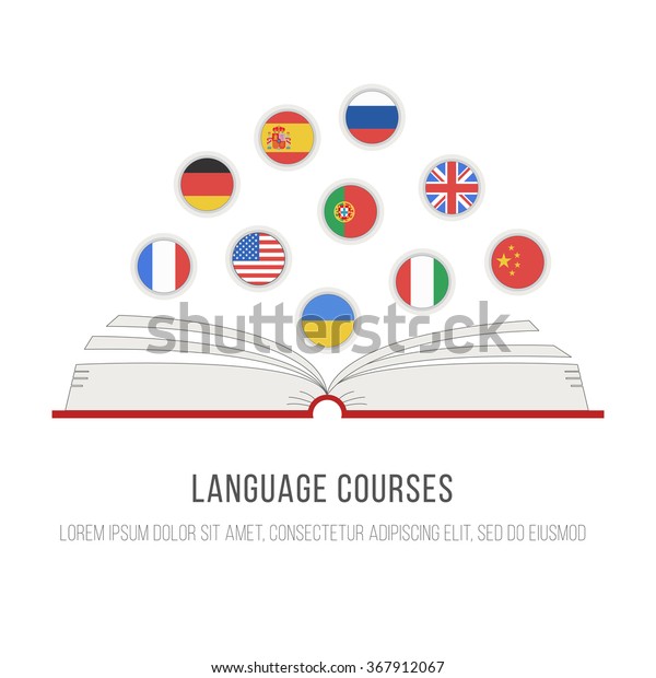 Concept Studying Languages Open Books Perfect Stock Vector (Royalty ...
