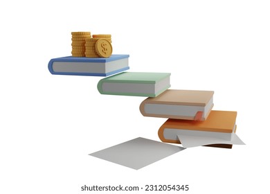 concept of success books lined up 3d illustration