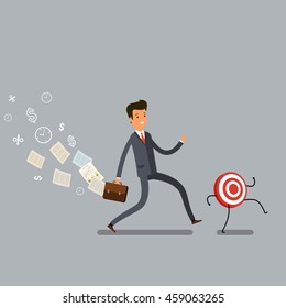 Concept of success. Business man try to catch the goal.