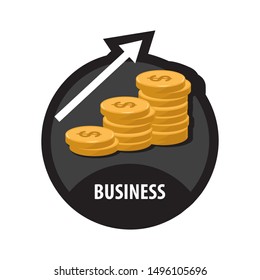 Concept Success in Business with Stack of Gold Coins, isolated on white background, vector illustration