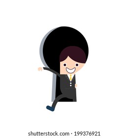 Concept of success with businessman cross through keyhole