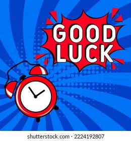 Concept of Success. Good Luck message in pop art. Good Luck in comic pop art style. Modern Web Banner Element. Vector Illustration.