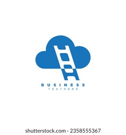 concept of success, ladder with clouds logo design vector for your brand or business